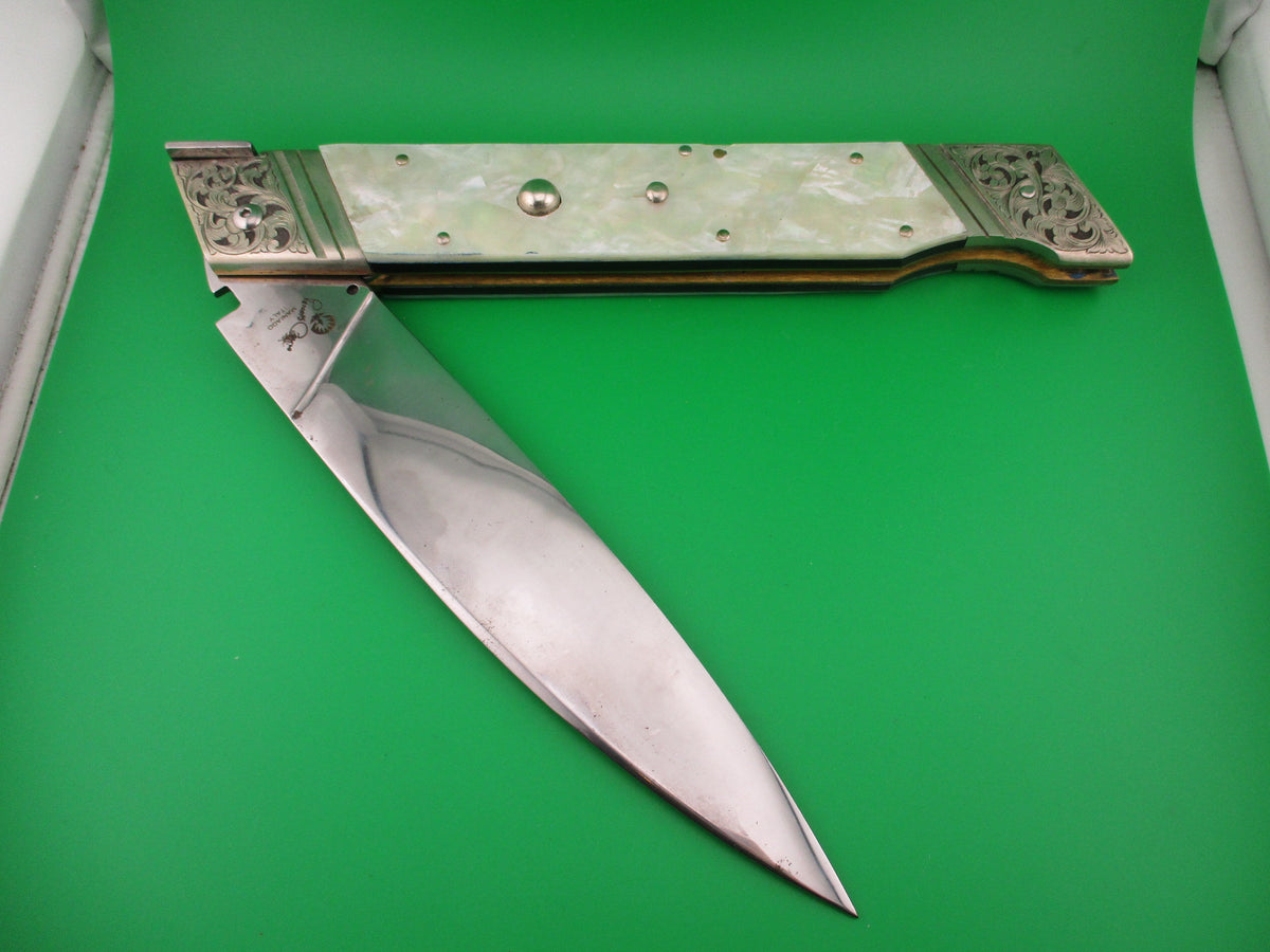 Renzo Pascotto 52cm Italian Picklock Pearl Giant Slant Bolster automatic knife 2 of 5