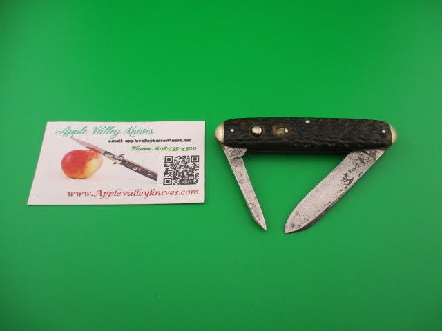 SCHRADE CUT CO Early Large Double 7503 Bone tip bolster antique automatic knife