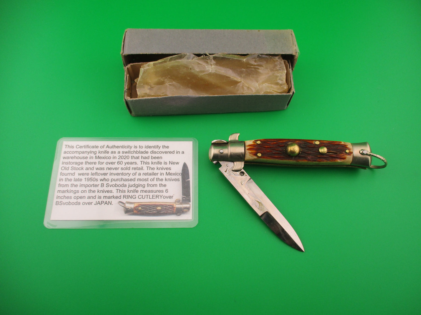 RING CUTLERY B.SVOBODA JAPAN 17cm Japanese Bone picklock NOS automatic in box