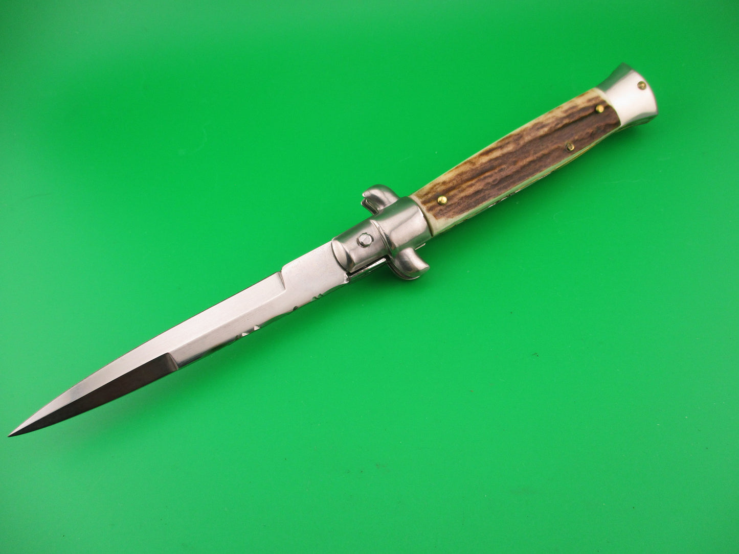 AB ITALY 23cm Italian Picklock stiletto Stag bayonet blade automatic knife