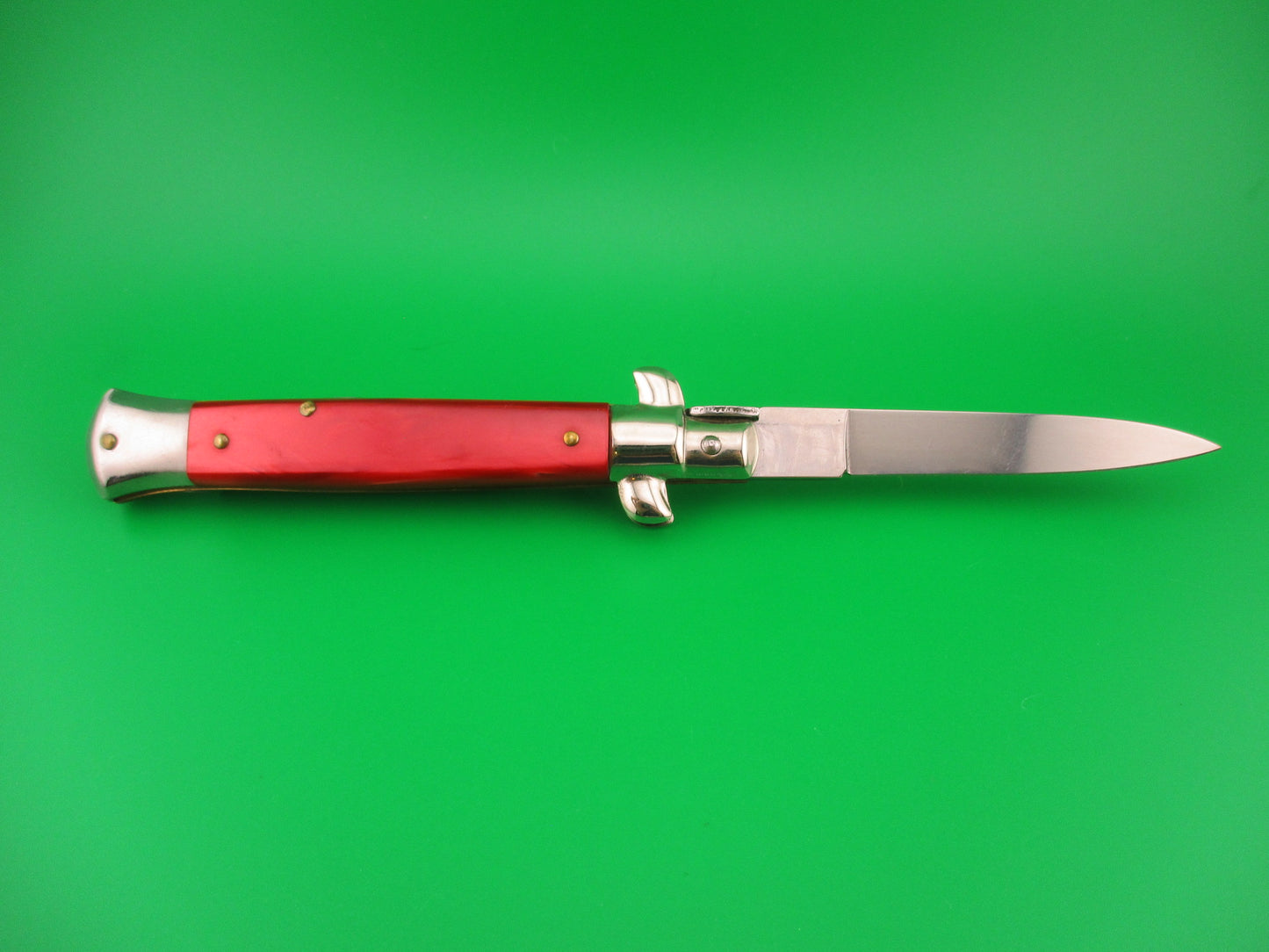 Gustav Branner ROSTFREI 21cm Italian Swivel bolster Red acrylic automatic knife