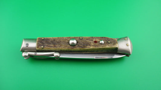 MADE IN ITALY INOXID 21cm Italian Stag Swing guard 60s vintage switchblade knife
