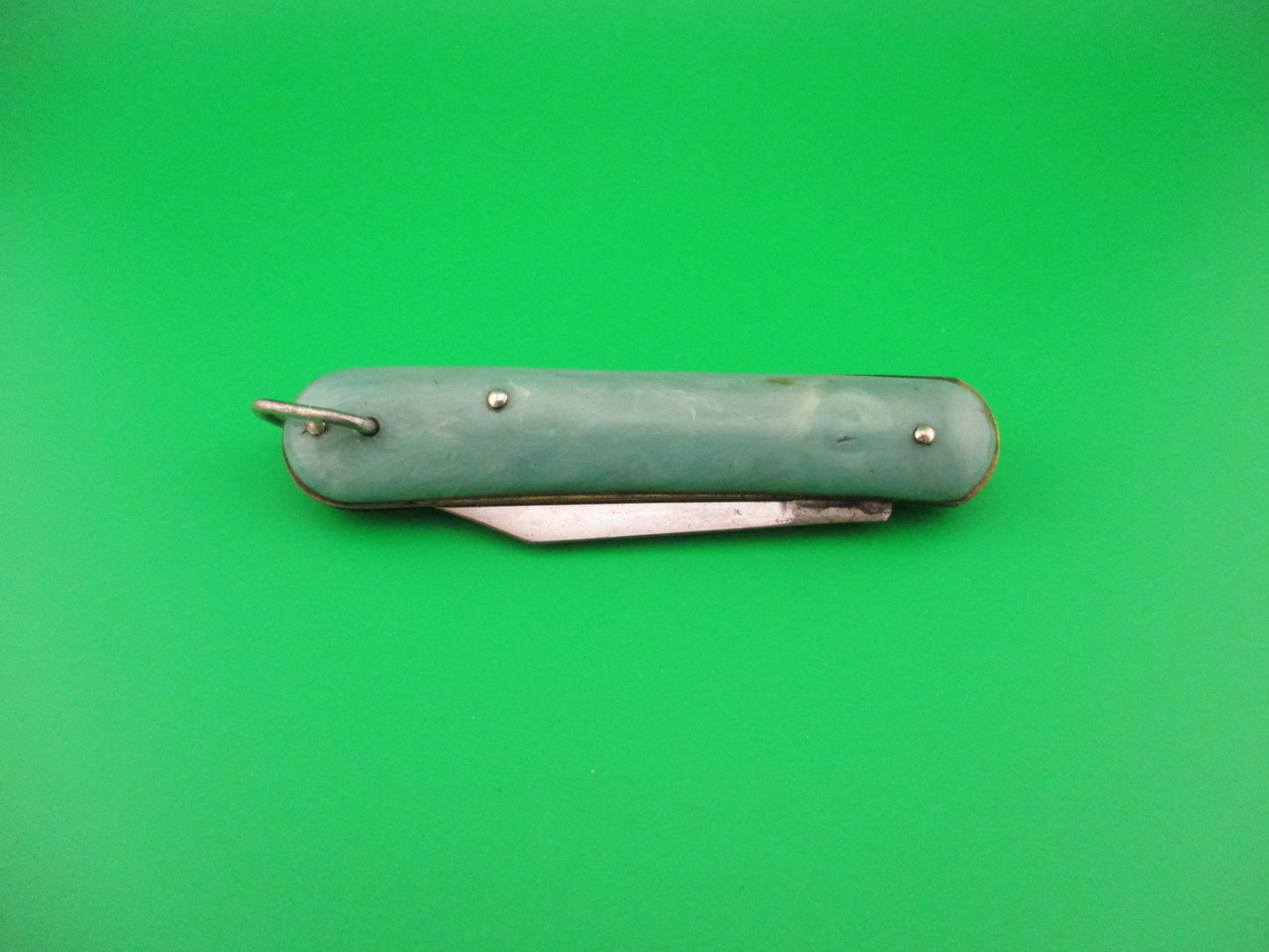 Edgemaster Fatjack Seafoam Green swirl vintage switchblade knife model 102
