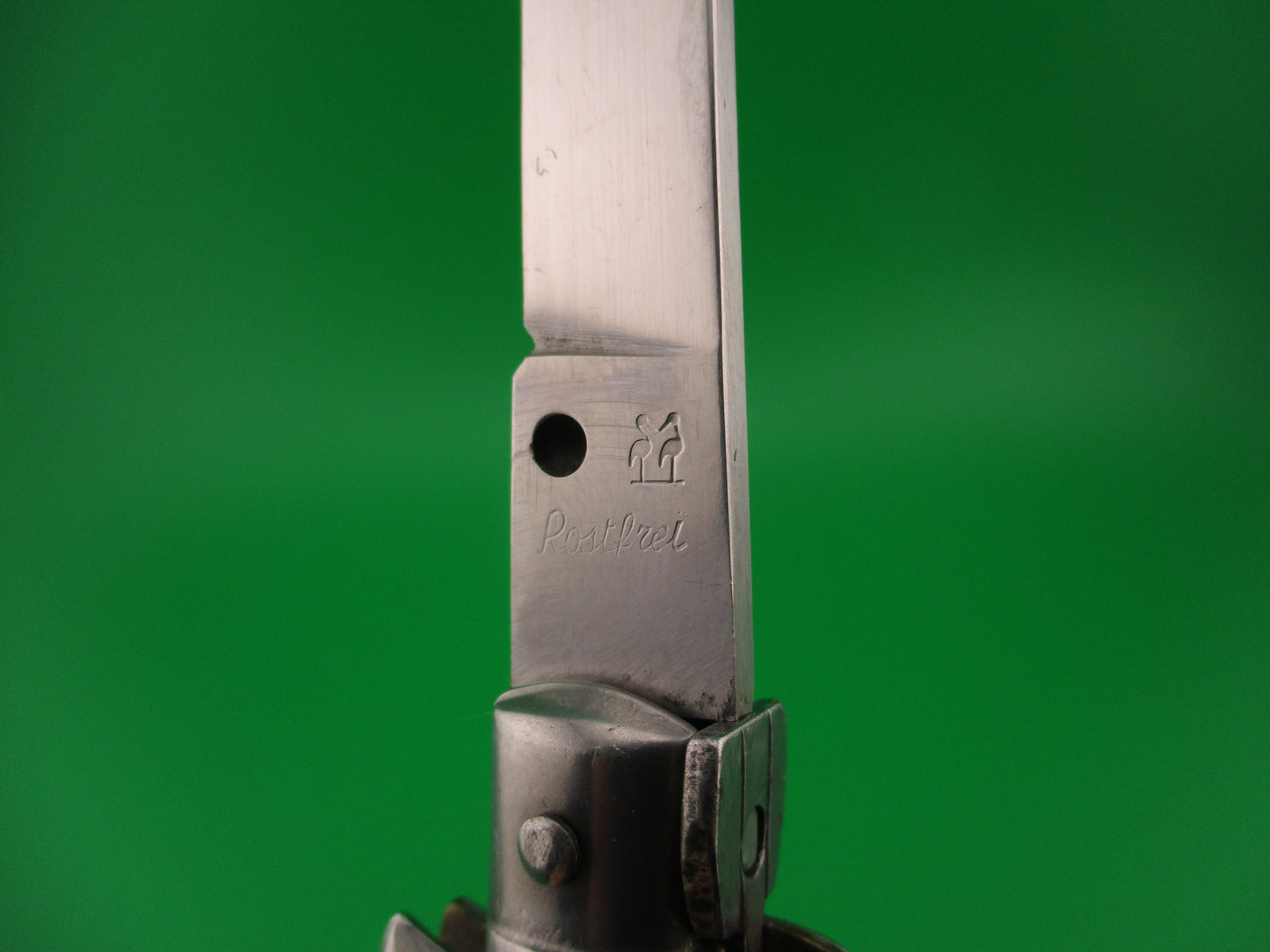 Rostfrei Kissing Crane 21cm Italian Swivel bolster stiletto Pearlex automatic knife
