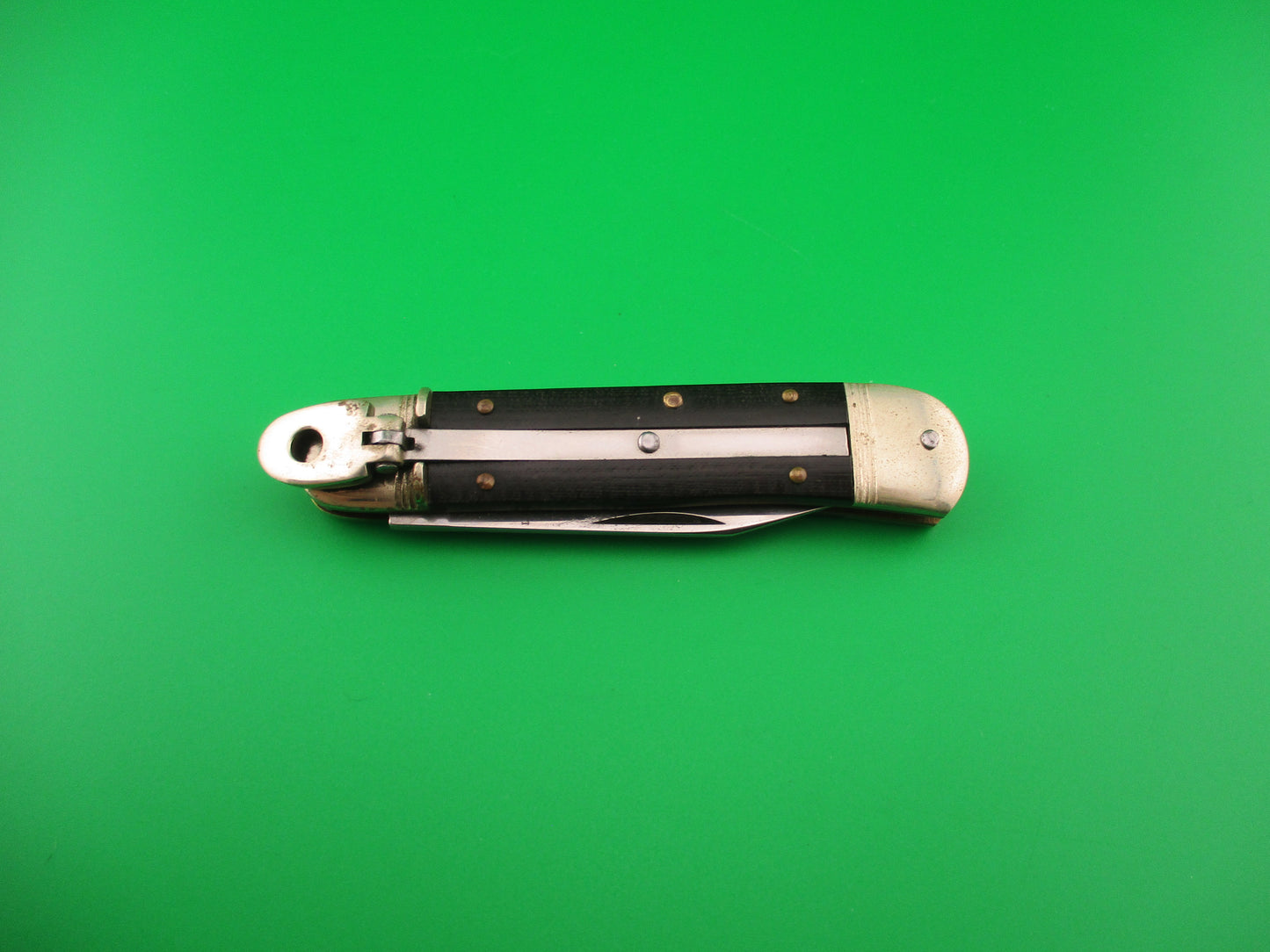 Hubertus Liliput 8cm German Lever Micarta vintage automatic knife