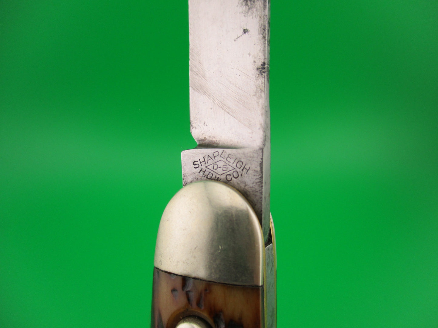 z SHAPLEIGH H.D.W. CO D.E. large 3 3/4" vintage double with leather punch blade