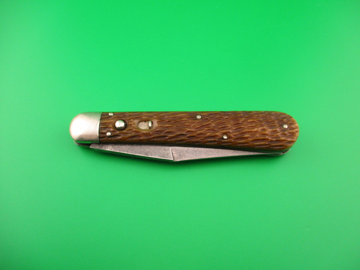 SCHRADE CUT CO 1613 3/4 Hunting Knife Saber Grind bone vintage switchblade