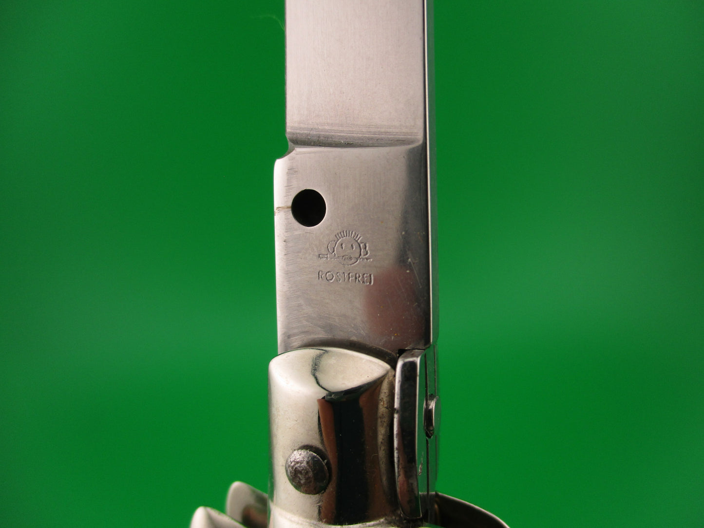 Gustav Branner ROSTFREI 21cm Italian Swivel bolster Red acrylic automatic knife