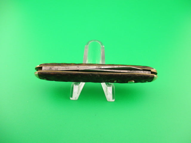 SCHRADE CUT CO Early Large Double 7503 Bone tip bolster antique automatic knife