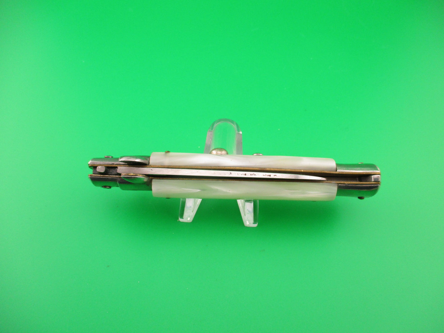 Rostfrei Kissing Crane 21cm Italian Swivel bolster stiletto Pearlex automatic knife