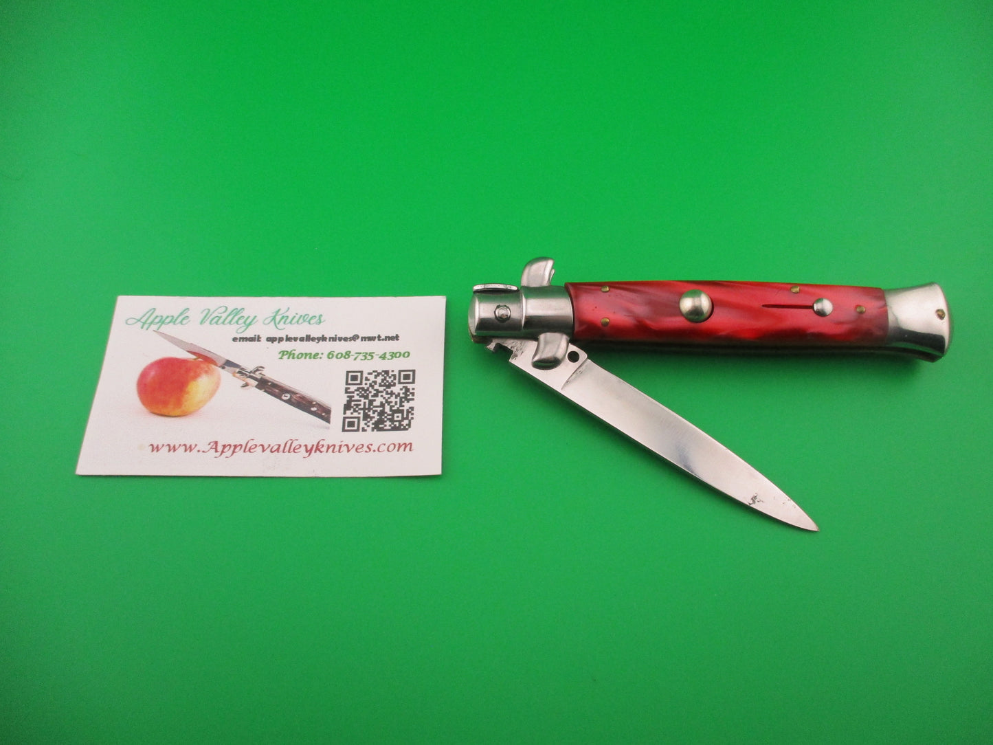 Crown Scimitar 21cm Italian ERN Swivel bolster Red Pearlex vintage automatic knife