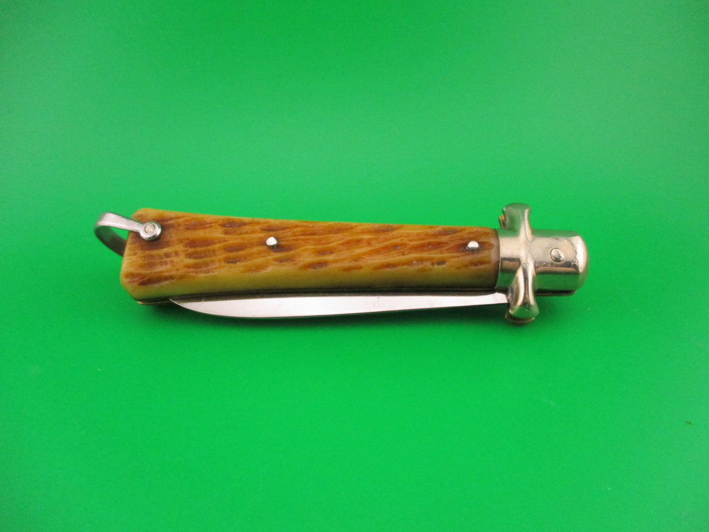 BARGEON INOX 21cm French Jigged bone Crossguard vintage automatic knife