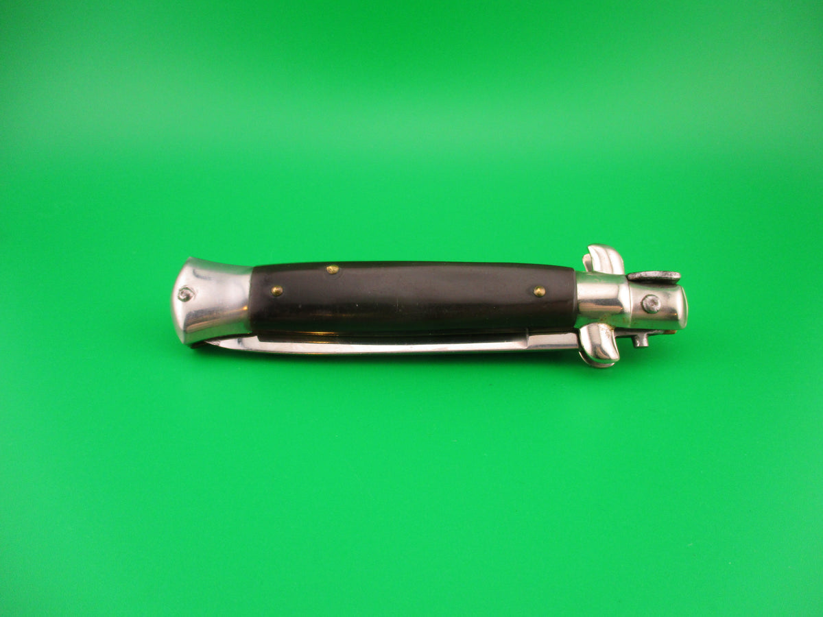 J INOX 20cm Italian Stiletto Vintage Swivel bolster automatic knife brass safety