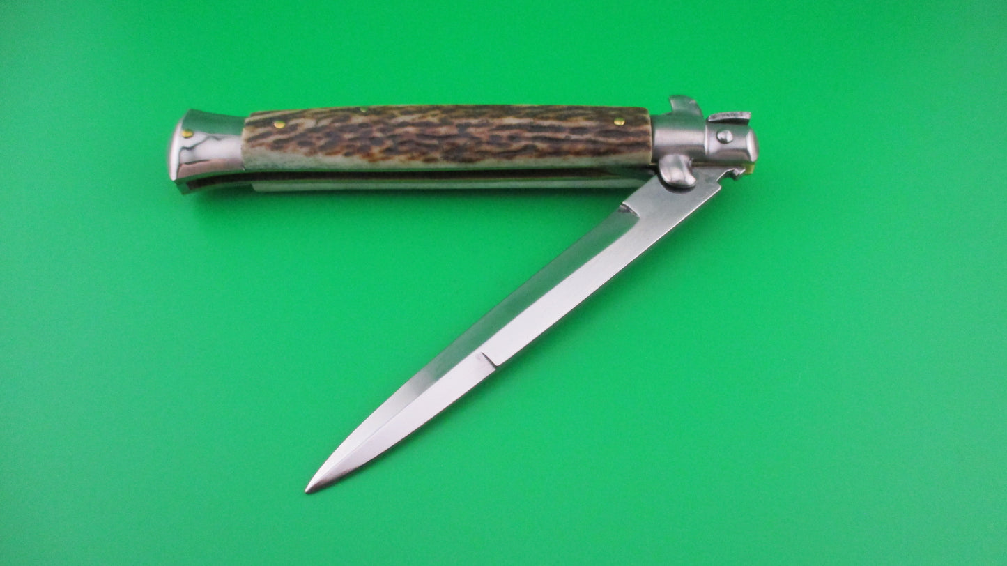 STILETTO ITALY 27cm Italian Swivel bolster Stiletto Stag automatic knife