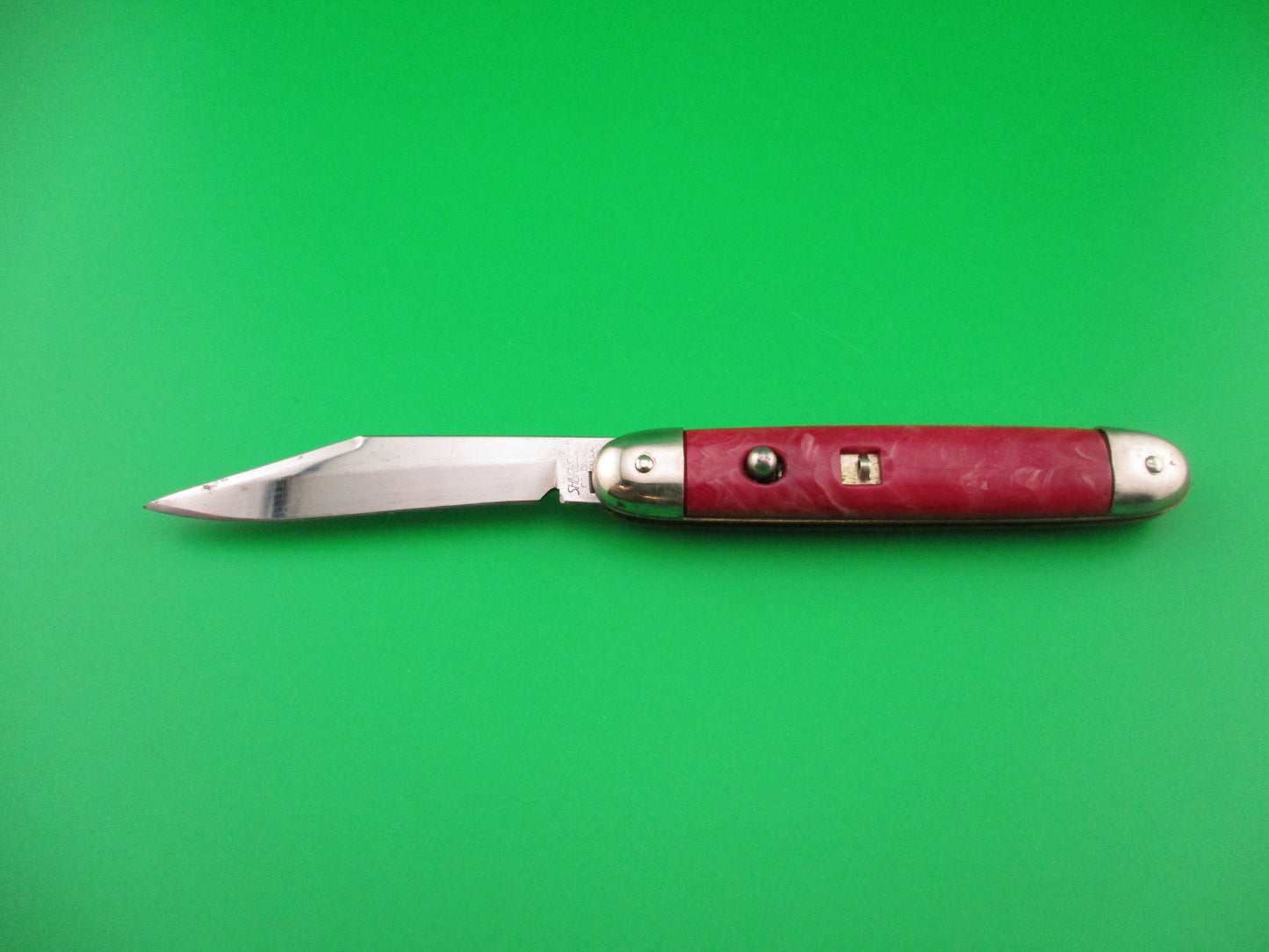 Colonial SHUR-SNAP Cigar Jack Cranberry swirl Saber clip blade automatic knife
