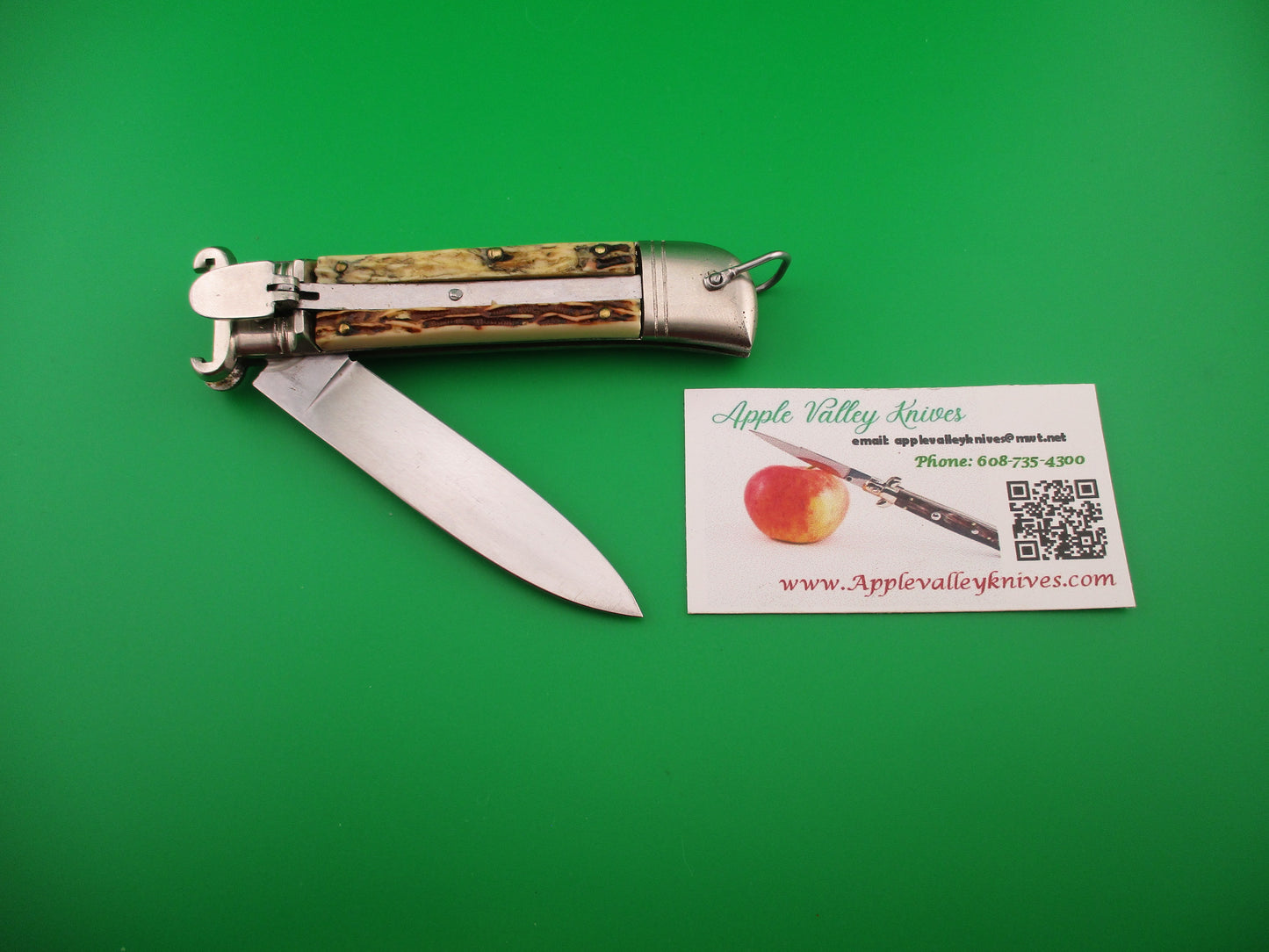 DELBENA & FIGLI MANIAGO 20cm Italian Shell Puller Lever Faux Stag automatic knife