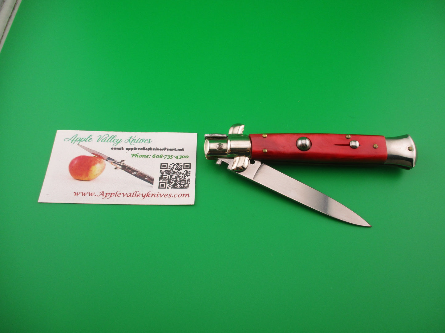 Gustav Branner ROSTFREI 21cm Italian Swivel bolster Red acrylic automatic knife