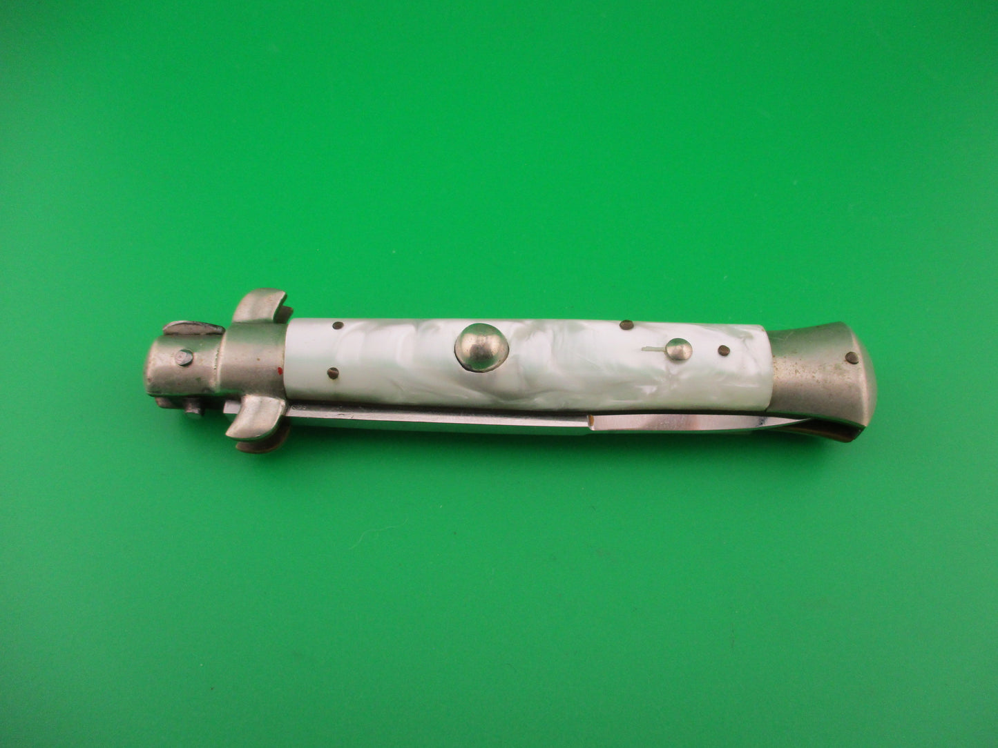Rostfrei (slant) 23cm Italian Picklock Bayonet blade Pearlex Vintage 1950s automatic knife