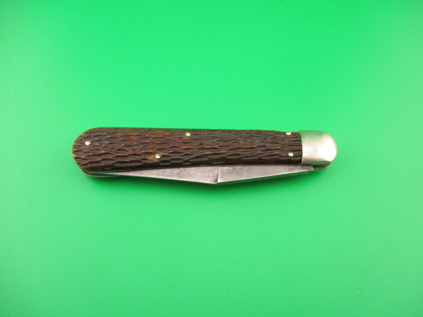 SCHRADE CUT CO 1613 3/4 Hunting Knife Saber Grind bone vintage switchblade