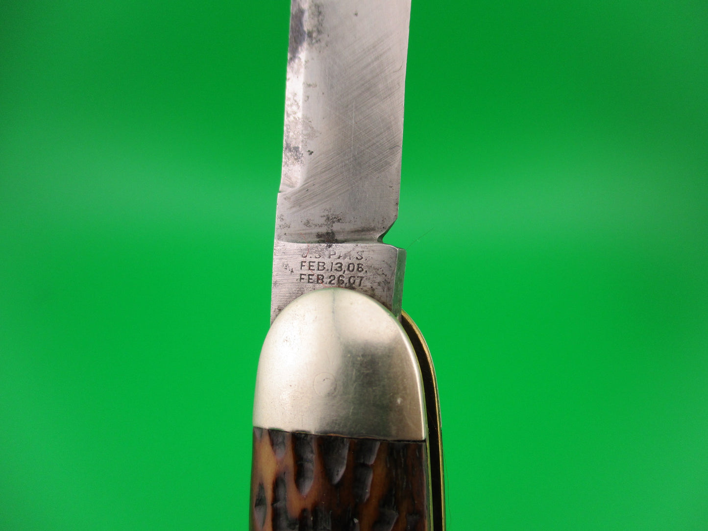 z SHAPLEIGH H.D.W. CO D.E. large 3 3/4" vintage double with leather punch blade