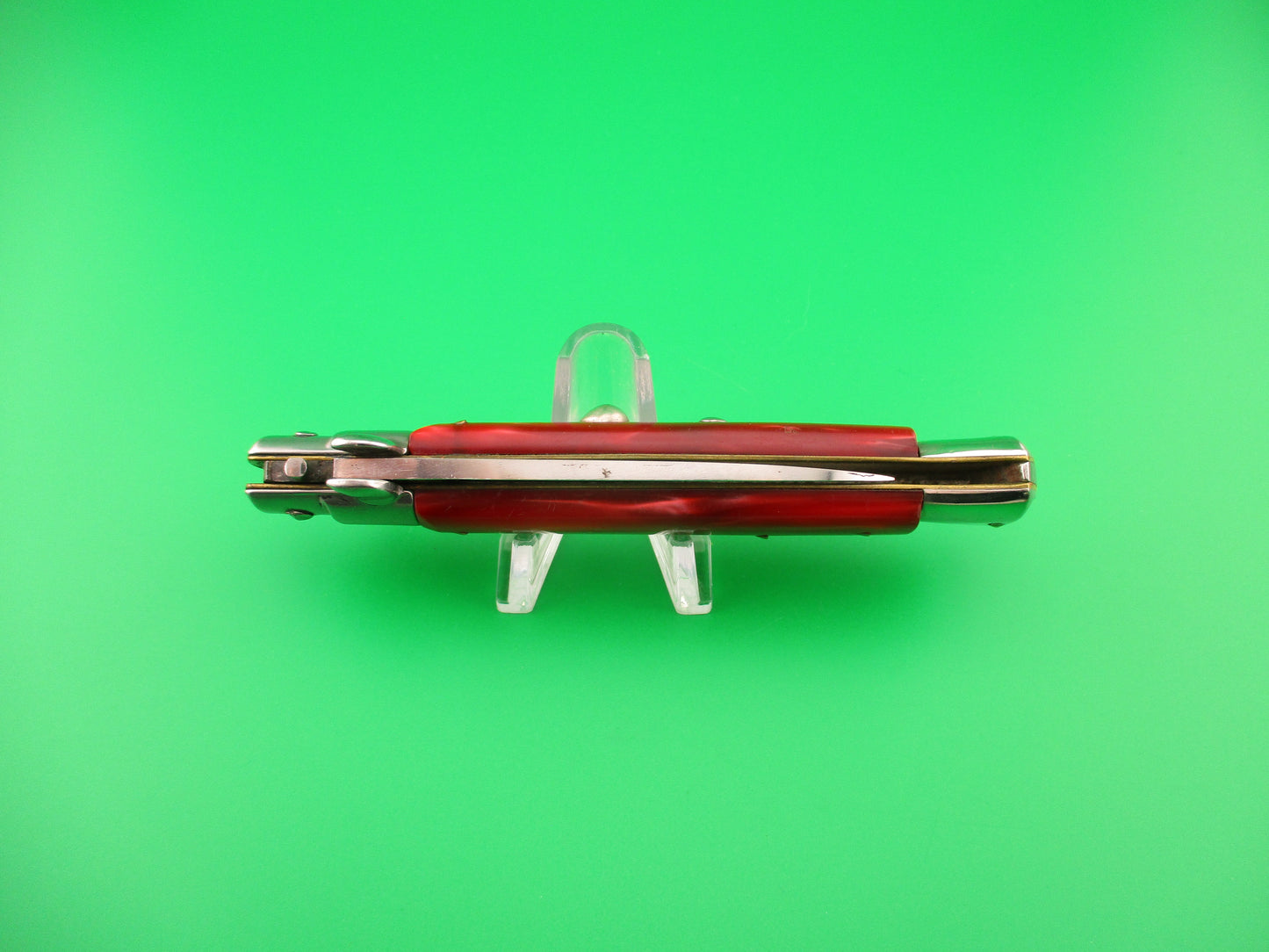 Crown Scimitar 21cm Italian ERN Swivel bolster Red Pearlex vintage automatic knife