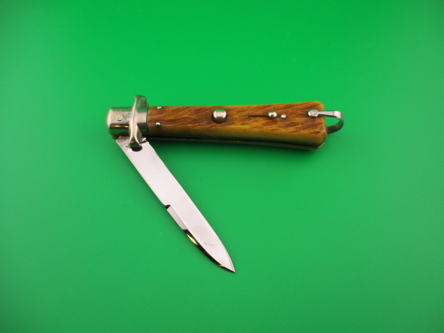 BARGEON INOX 21cm French Jigged bone Crossguard vintage automatic knife