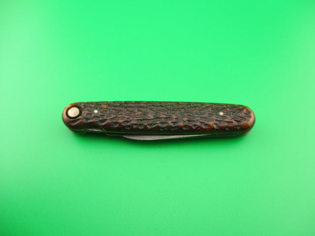 PRESS BUTTON KNIFE CO Mechanic's Jack Large 3 11/16 Bone Double Antique automatic