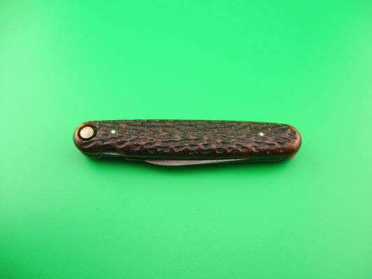 PRESS BUTTON KNIFE CO Mechanic's Jack Large 3 11/16 Bone Double Antique automatic