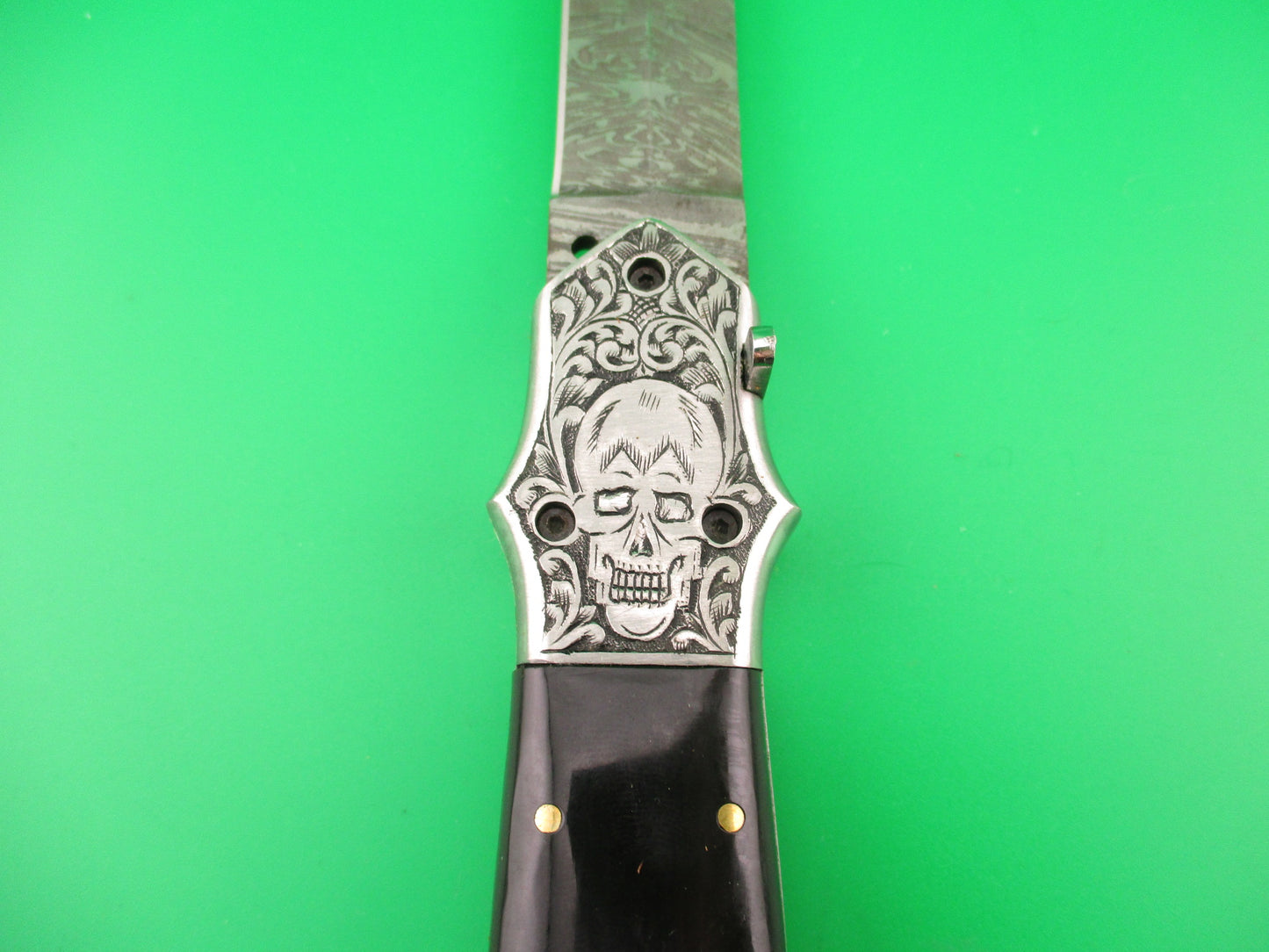 Grim Reaper Skull Button 29cm Custom Automatic Knife by Orang Zaib