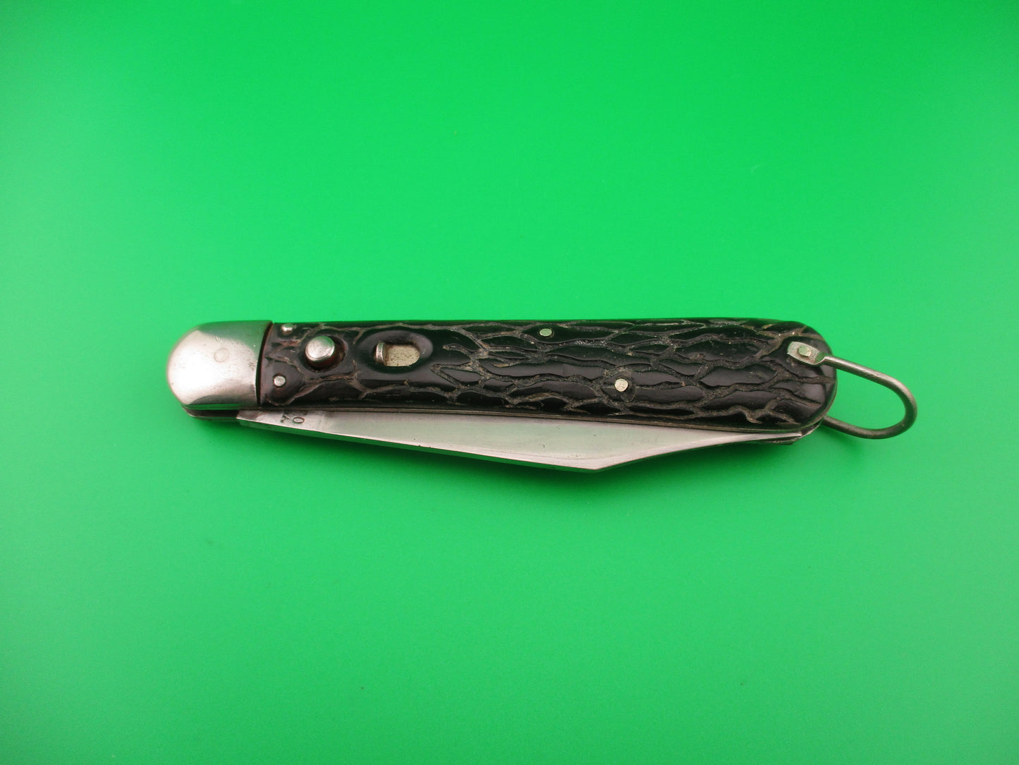 PRESTO Hunter Black Wormgroove scales Vintage Schrade automatic knife w lanyard