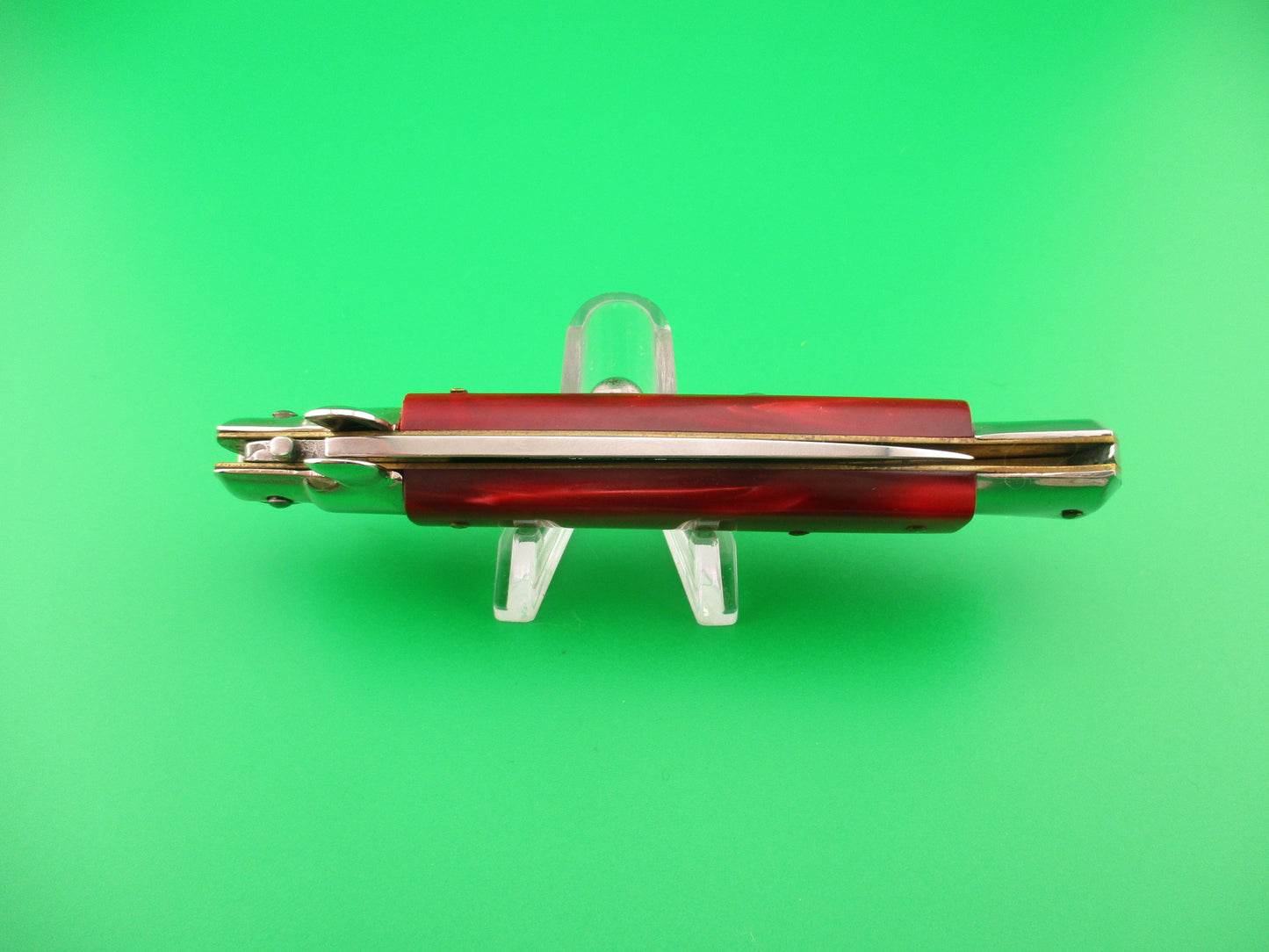 Gustav Branner ROSTFREI 21cm Italian Swivel bolster Red acrylic automatic knife