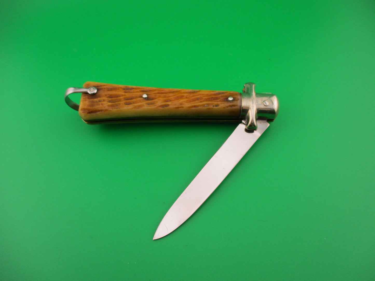 BARGEON INOX 21cm French Jigged bone Crossguard vintage automatic knife