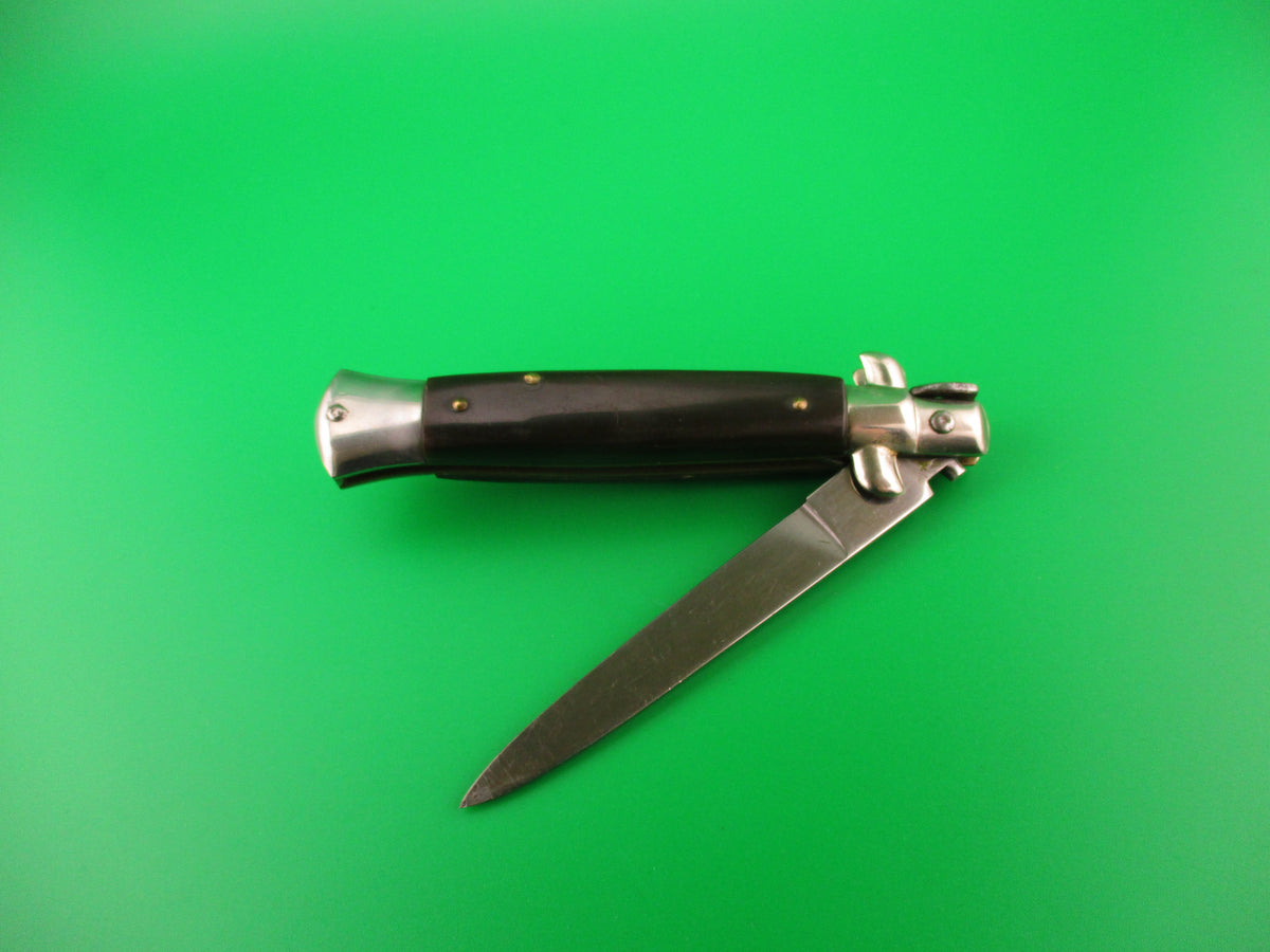 J INOX 20cm Italian Stiletto Vintage Swivel bolster automatic knife brass safety