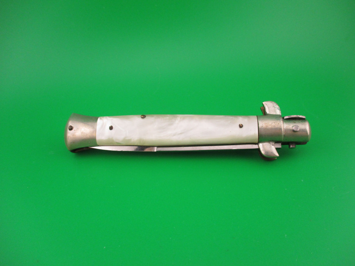 Rostfrei (slant) 23cm Italian Picklock Bayonet blade Pearlex Vintage 1950s automatic knife