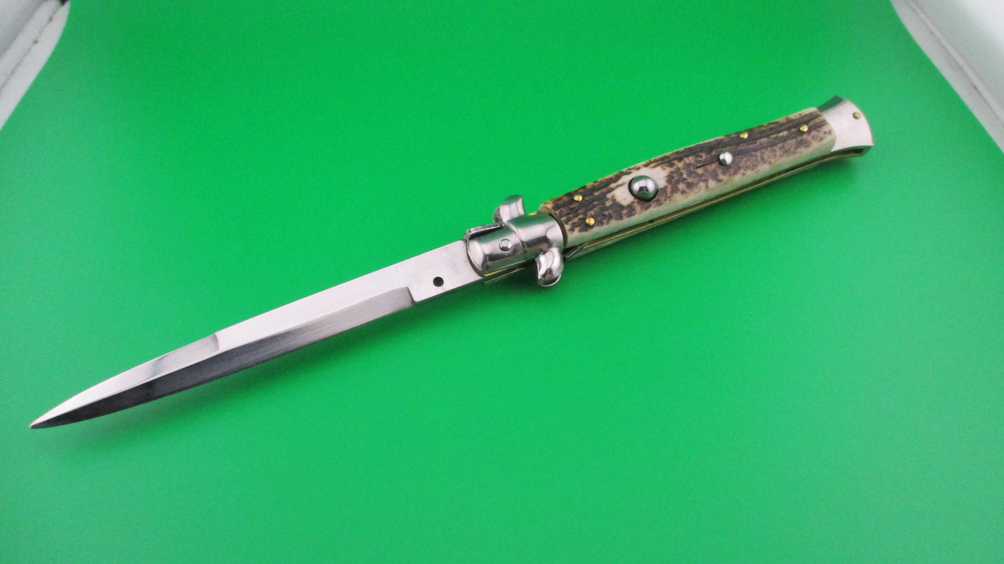 STILETTO ITALY 27cm Italian Swivel bolster Stiletto Stag automatic knife