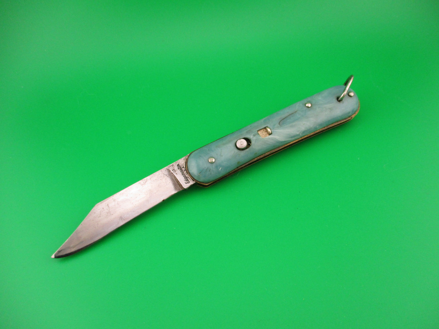 Edgemaster Fatjack Seafoam Green swirl vintage switchblade knife model 102