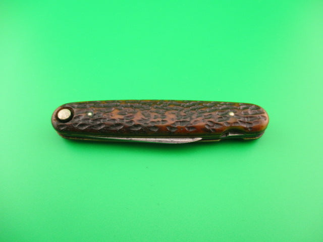 PRESS BUTTON KNIFE CO Mechanic's Jack Large 3 11/16 Bone Double Antique automatic