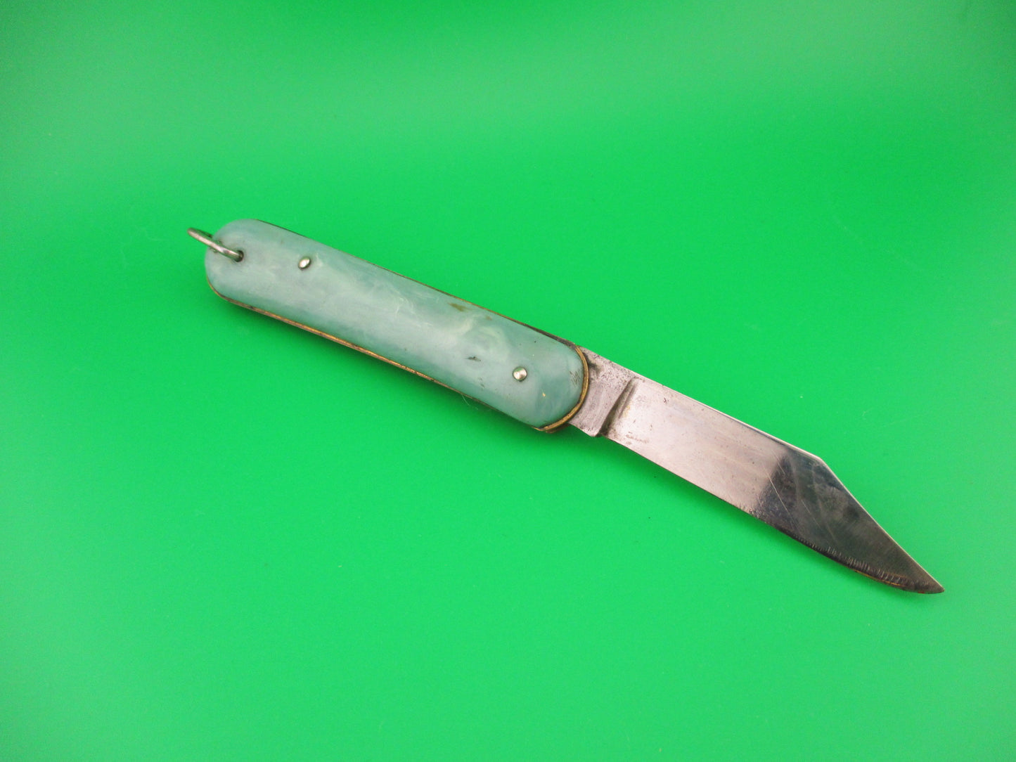 Edgemaster Fatjack Seafoam Green swirl vintage switchblade knife model 102