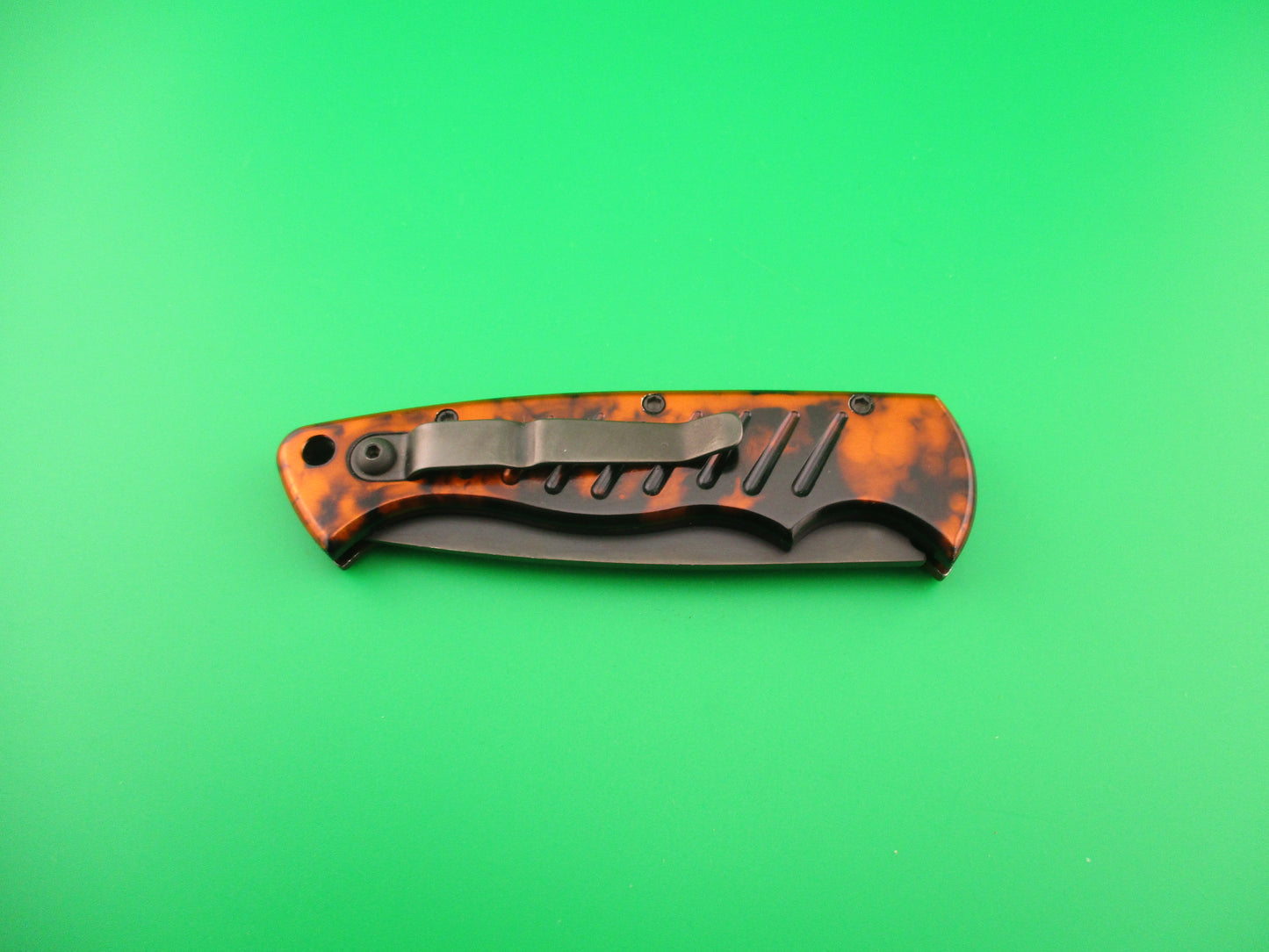 PIRANHA Pocket Copper (red) Marble black partially serrated blade automatic knife
