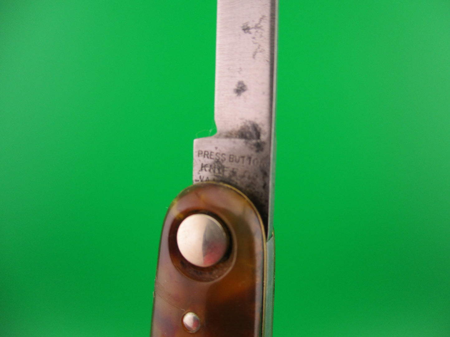 Press Button Knife Co #102 medium double Tortoise celluloid automatic knife