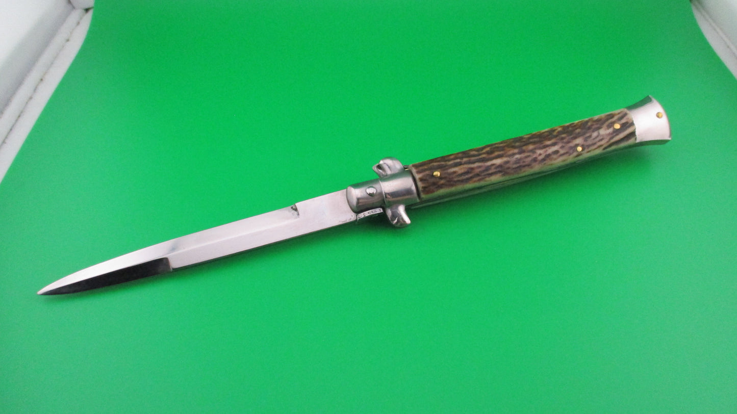 STILETTO ITALY 27cm Italian Swivel bolster Stiletto Stag automatic knife