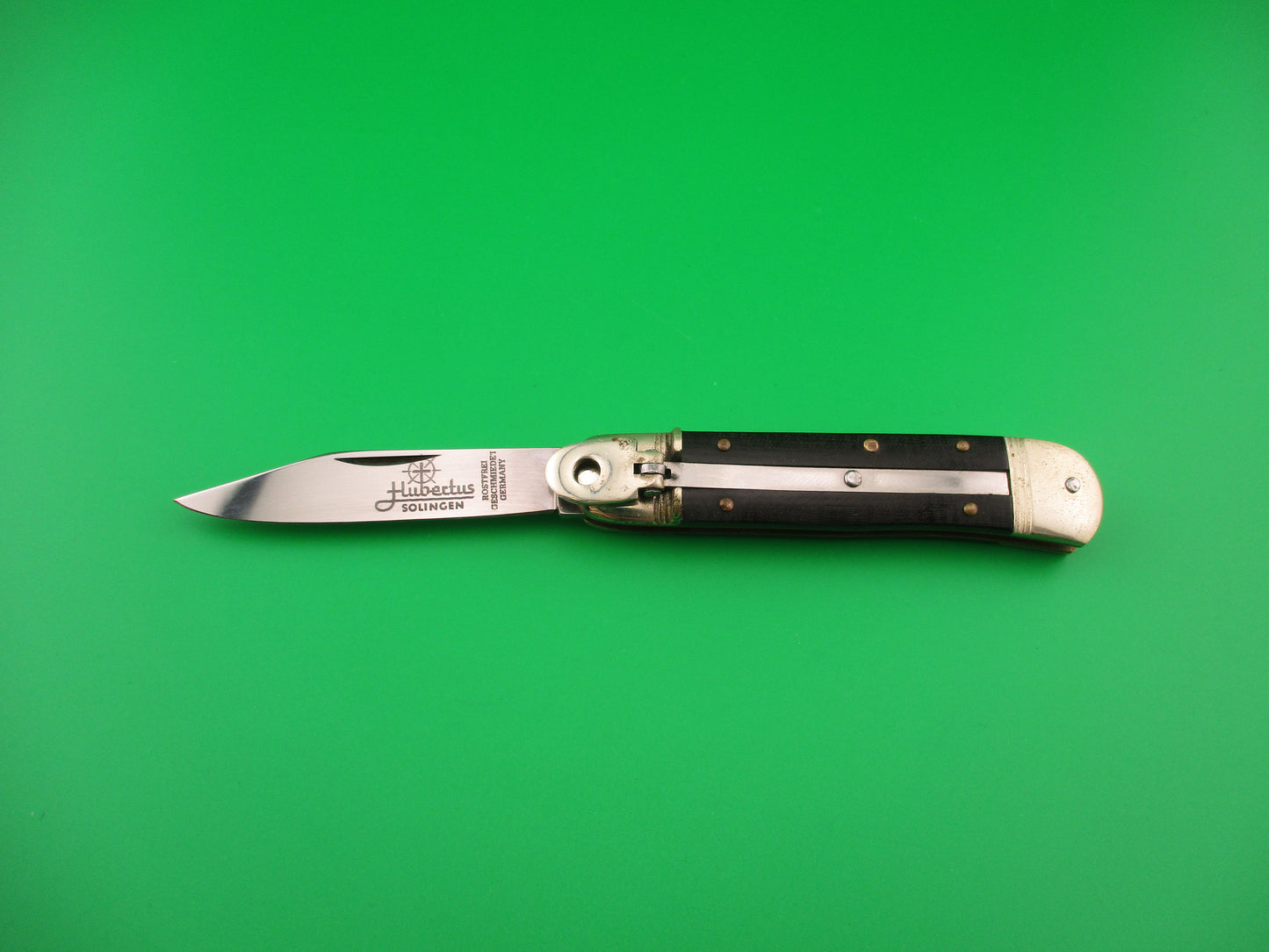 Hubertus Liliput 8cm German Lever Micarta vintage automatic knife