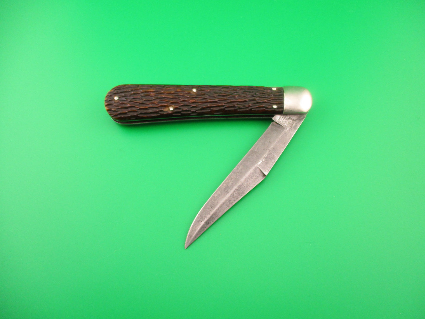 SCHRADE CUT CO 1613 3/4 Hunting Knife Saber Grind bone vintage switchblade