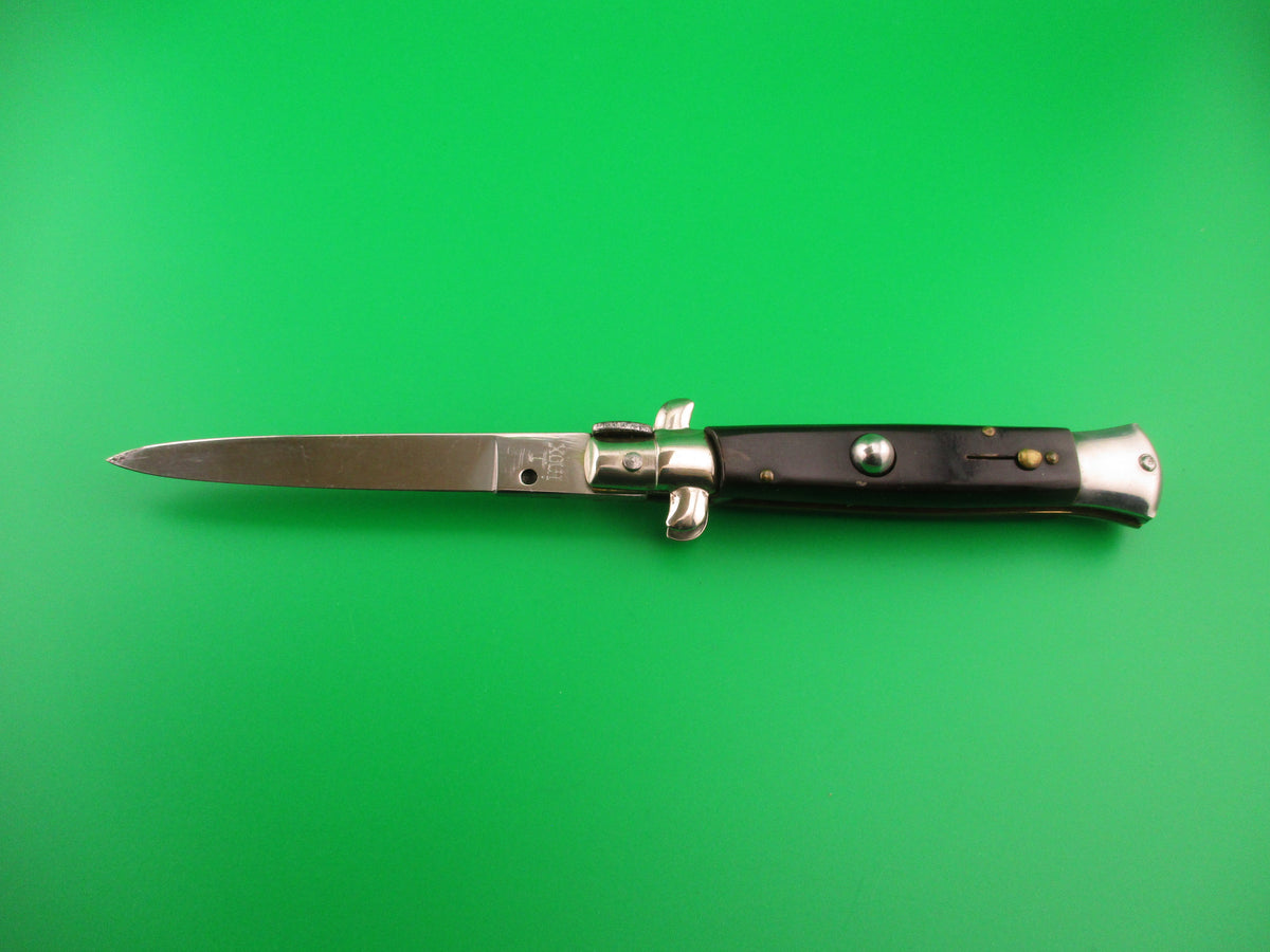 J INOX 20cm Italian Stiletto Vintage Swivel bolster automatic knife brass safety