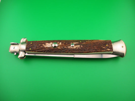 AGA CAMPOLIN ITALY 45cm Italian Picklock Stag stiletto 18 inch automatic knife