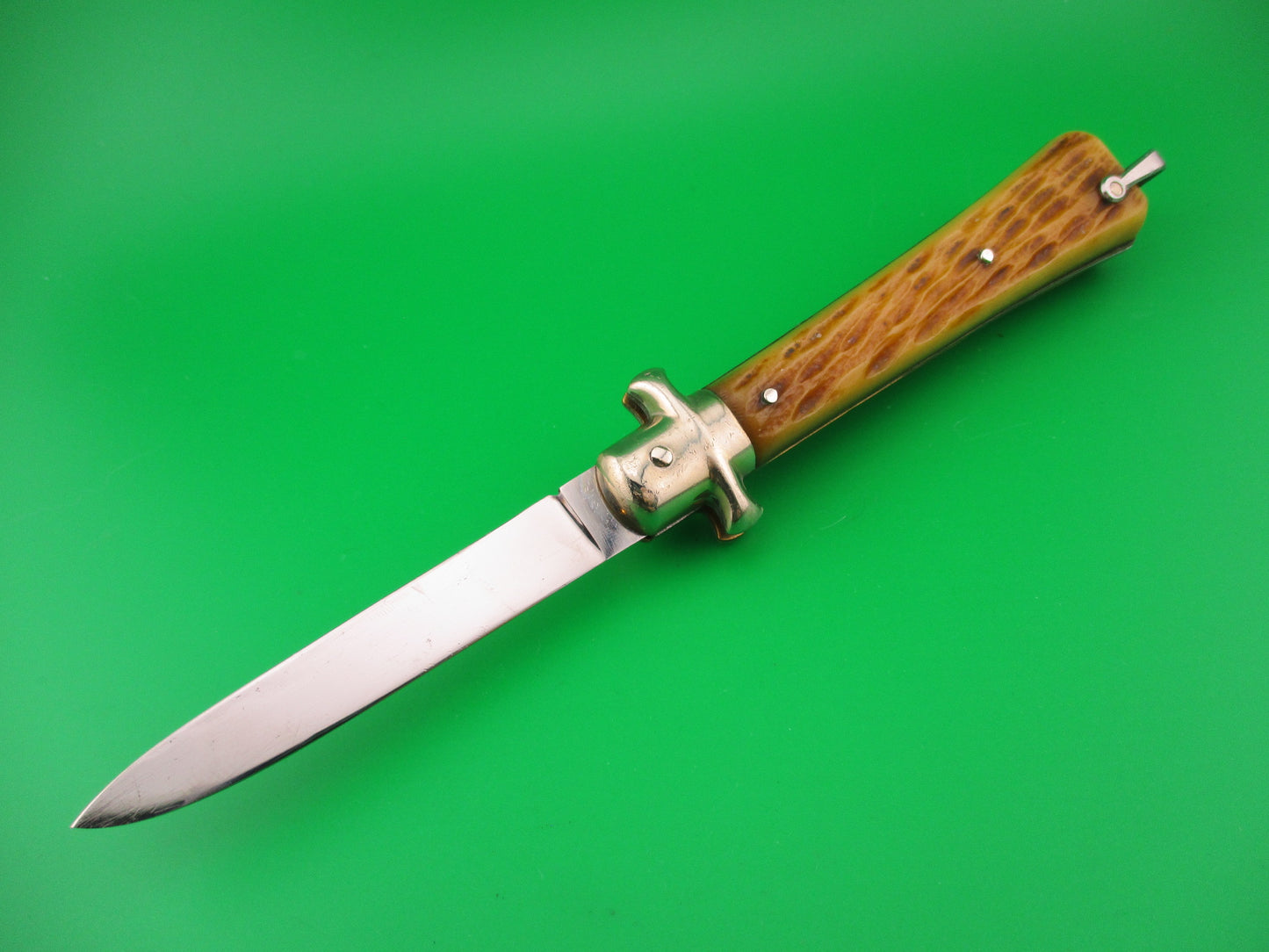 BARGEON INOX 21cm French Jigged bone Crossguard vintage automatic knife