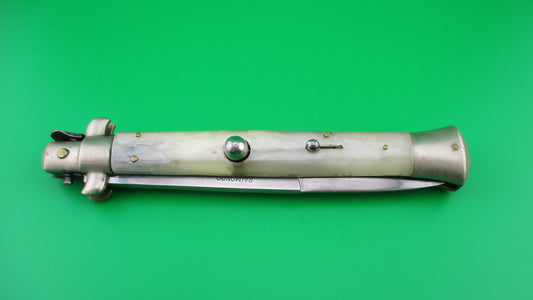 RAIMONDO SPRING ROSTFREI 28cm Italian Picklock Vintage 1950s automatic knife Pearlescent horn
