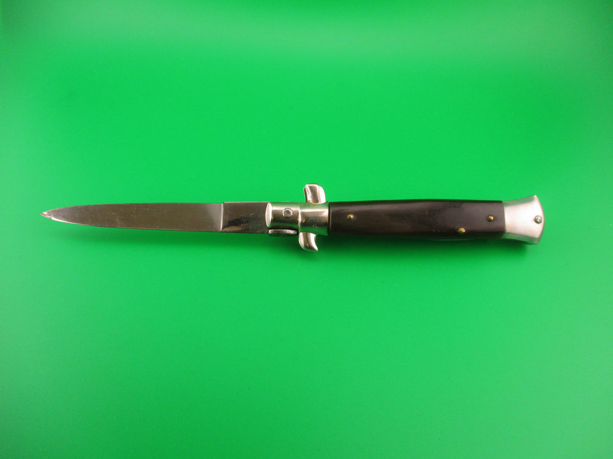J INOX 20cm Italian Stiletto Vintage Swivel bolster automatic knife brass safety