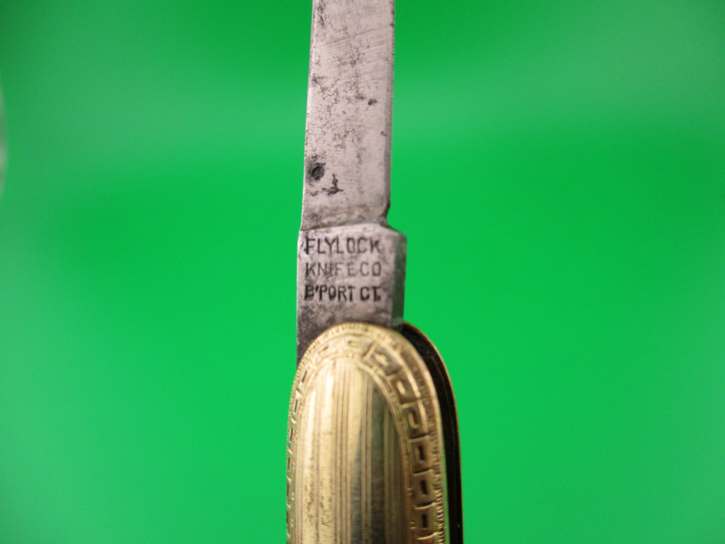 Flylock Small Gold Double automatic knife w/ Gold Elgin Pocket Watch & Chain Vintage 1930s