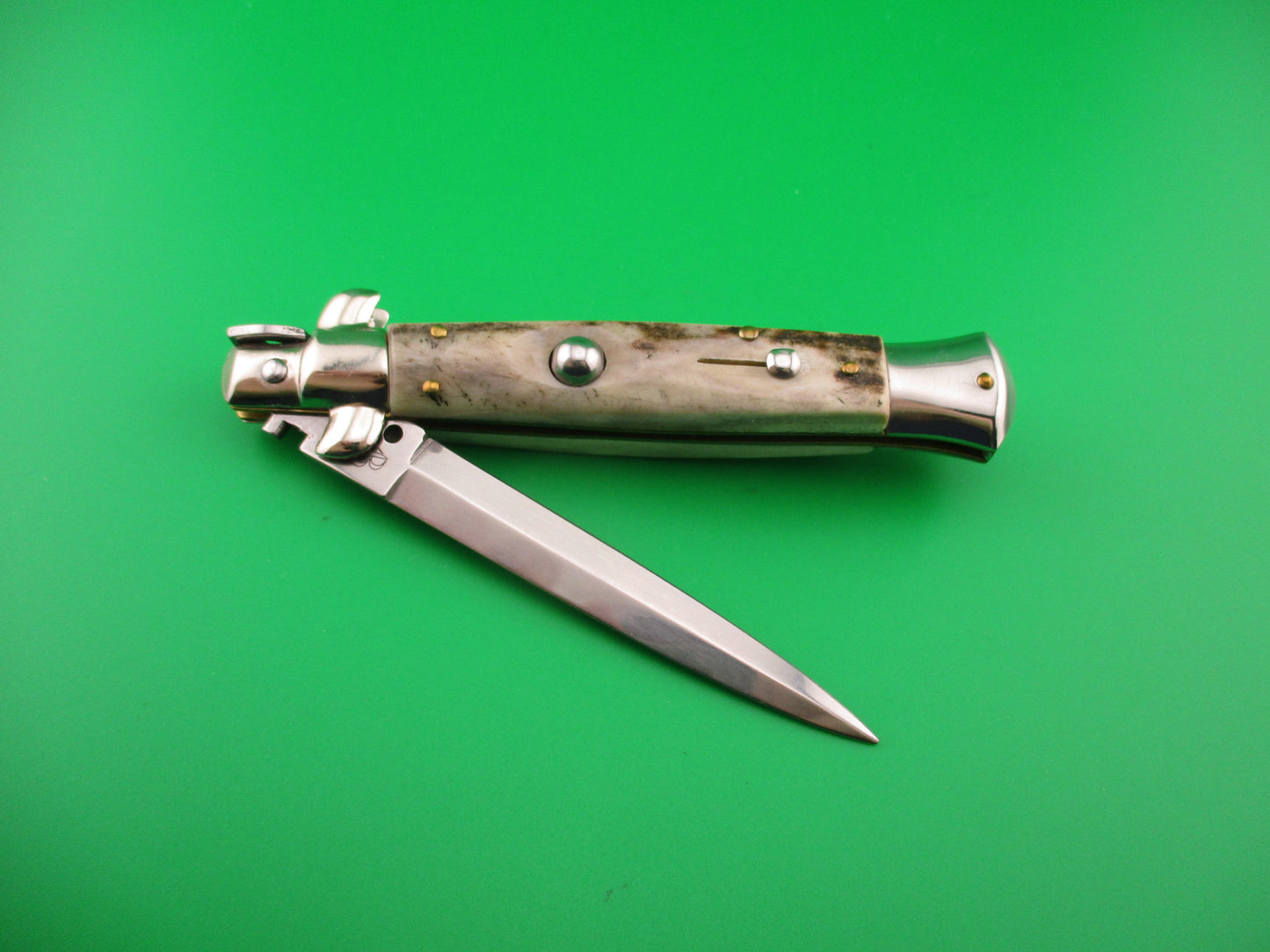 AB Stiletto 23cm Italian Swivel bolster Dagger Stag automatic knife